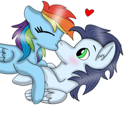 Size: 784x720 | Tagged: safe, artist:dasher666, artist:justcallmescaizor, edit, imported from derpibooru, rainbow dash, soarin', pegasus, pony, female, kiss on the lips, kissing, male, mare, ship:soarindash, shipping, simple background, stallion, straight, white background