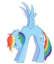 Size: 883x1056 | Tagged: safe, artist:melodylibris, imported from derpibooru, rainbow dash, pegasus, pony, behaving like a cat, eyes closed, female, mare, simple background, solo, stretching, white background