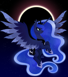 Size: 3000x3400 | Tagged: safe, artist:kabuvee, imported from derpibooru, princess luna, pony, eclipse, solo