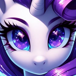 Size: 1024x1024 | Tagged: safe, imported from derpibooru, rarity, unicorn, ai content, ai generated, close-up, looking at you