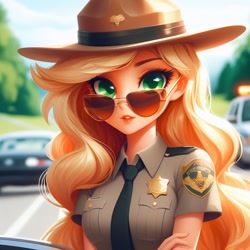 Size: 1024x1024 | Tagged: safe, imported from derpibooru, applejack, human, ai content, ai generated, police officer, ticket