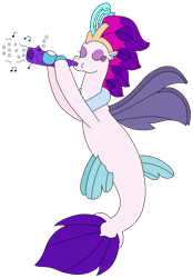 Size: 2208x3180 | Tagged: safe, artist:supahdonarudo, imported from derpibooru, queen novo, seapony (g4), my little pony: the movie, bubble, holding, music notes, musical instrument, playing instrument, simple background, transparent background