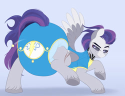 Size: 1920x1477 | Tagged: safe, artist:shuphle, imported from derpibooru, oc, oc:dread, pegasus, pony, diaper, diaper fetish, fetish, male, pegasus oc, poofy diaper, purple mane, purple tail, romper, tail, wings, wonderbolts