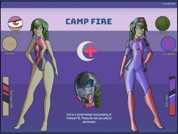 Size: 2500x1875 | Tagged: safe, artist:devillustart, imported from derpibooru, oc, oc:camp fire(fireverse), human, equestria girls, clothes, fireheart76's latex suit design, gloves, humanized, latex, latex boots, latex gloves, latex suit, prisoners of the moon, reference sheet, rubber, rubber boots, rubber gloves, rubber suit