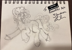 Size: 828x572 | Tagged: safe, artist:fluffywolf36, imported from derpibooru, pinkie pie, earth pony, pony, drawing, monochrome, pencil drawing, signature, sketch, solo, traditional art