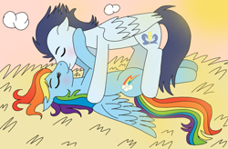 Size: 1095x720 | Tagged: safe, artist:dasher666, artist:tinuleaf, edit, imported from derpibooru, rainbow dash, soarin', pegasus, pony, female, kiss on the lips, kissing, male, mare, ship:soarindash, shipping, stallion, straight