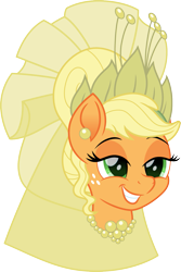 Size: 1067x1600 | Tagged: safe, artist:cloudy glow, imported from derpibooru, applejack, earth pony, pony, disney, disney princess, female, g4, head, jewelry, movie accurate, princess tiana, simple background, smiling, solo, the princess and the frog, tiara, transparent background