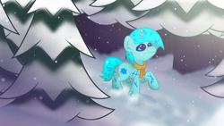 Size: 1920x1080 | Tagged: safe, artist:imlpidimon, imported from derpibooru, oc, oc only, pony, unicorn, digital art, horn, light, order, snow, snowfall, tree, unicorn oc, winter