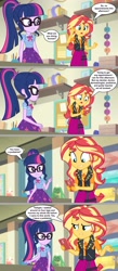 Size: 2211x5057 | Tagged: safe, artist:silverbuller, edit, edited screencap, imported from derpibooru, screencap, sci-twi, sunset shimmer, twilight sparkle, equestria girls, equestria girls series, holidays unwrapped, spoiler:eqg series (season 2), comic, o come all ye squashful, screencap comic