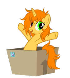 Size: 2459x2732 | Tagged: safe, artist:equestria secret guard, imported from derpibooru, oc, oc only, oc:moyle star, pony, unicorn, box, female, horn, looking at you, mailbox, mare, pony in a box, pony oc, simple background, solo, transparent background, unicorn oc