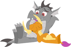 Size: 3589x2370 | Tagged: safe, artist:porygon2z, imported from derpibooru, smolder, oc, oc:draco axel, canon x oc, dracolder, female, male, shipping, sleeping, straight