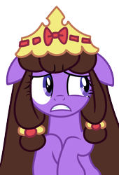 Size: 900x1327 | Tagged: safe, artist:ladylullabystar, imported from derpibooru, oc, oc only, oc:plushie star, earth pony, pony, crown, female, floppy ears, jewelry, mare, regalia, simple background, solo, transparent background