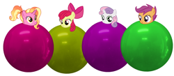 Size: 1228x537 | Tagged: safe, artist:marybethemberjoy49-1, imported from derpibooru, apple bloom, luster dawn, scootaloo, sweetie belle, earth pony, pegasus, unicorn, balloon, cute, cutie mark crusaders, female, simple background, white background