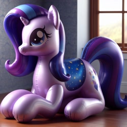 Size: 1024x1024 | Tagged: safe, imported from derpibooru, inflatable pony, ai content, ai generated, inflatable, saddle, tack