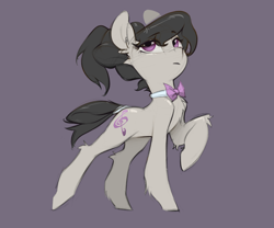 Size: 2030x1685 | Tagged: safe, artist:blue ink, imported from derpibooru, octavia melody, earth pony, pony, alternate hairstyle, bowtie, female, g4, mare, purple background, raised hoof, simple background, solo