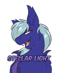 Size: 1260x1560 | Tagged: safe, artist:snowstormbat, imported from derpibooru, oc, oc only, oc:stellar light, bat pony, badge, con badge, fangs, male, simple background, smiling, smug, solo, transparent background