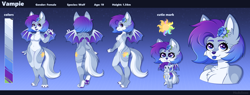 Size: 11240x4277 | Tagged: safe, alternate version, artist:madelinne, imported from derpibooru, oc, oc only, oc:vampie, anthro, digitigrade anthro, original species, plush pony, wolf, bust, cutie mark, furry, furry oc, obligatory pony, plushie, portrait, reference sheet, turnaround