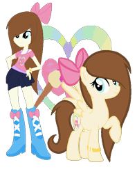 Size: 502x635 | Tagged: safe, artist:cutecutederpypony14, imported from derpibooru, oc, pegasus, pony, equestria girls, boots, clothes, equestria girls-ified, high heel boots, pinkie pie's boots, shirt, shoes, skirt, solo