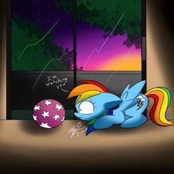 Size: 1080x1080 | Tagged: safe, artist:25ultragamer, imported from derpibooru, rainbow dash, pegasus, pony, ball, behaving like a dog, cute, dashabetes, pony pet, solo