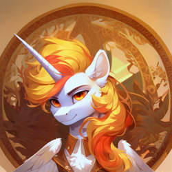 Size: 856x856 | Tagged: safe, artist:fire ray, imported from derpibooru, oc, oc only, oc:fire ray, alicorn, ai assisted, ai content, general, male, solar empire