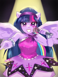 Size: 1768x2357 | Tagged: safe, artist:pulse, imported from derpibooru, twilight sparkle, alicorn, equestria girls, rainbow rocks, microphone, ponied up, solo, twilight sparkle (alicorn)