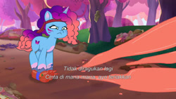 Size: 3072x1727 | Tagged: safe, imported from derpibooru, screencap, pony, unicorn, spoiler:g5, spoiler:my little pony: tell your tale, spoiler:tyts01e66, female, food, friday night food fight, frown, g5, ketchup, mare, misty brightdawn, my little pony: tell your tale, rebirth misty, sauce, solo