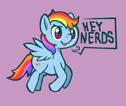 Size: 782x657 | Tagged: safe, artist:darkdoomer, rainbow dash, pegasus, ms-paint, purple background, simple background, solo