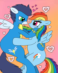 Size: 720x906 | Tagged: safe, artist:dasher666, artist:shelby100, edit, imported from derpibooru, rainbow dash, soarin', pegasus, pony, clothes, female, male, mare, ship:soarindash, shipping, stallion, straight, uniform, wonderbolts uniform