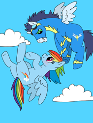 Size: 720x953 | Tagged: safe, artist:dasher666, artist:just-forget-her, edit, imported from derpibooru, rainbow dash, soarin', pegasus, pony, female, male, mare, ship:soarindash, shipping, stallion, straight