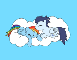 Size: 933x720 | Tagged: safe, artist:dasher666, artist:toddy47586, edit, imported from derpibooru, rainbow dash, soarin', pegasus, pony, female, male, mare, ship:soarindash, shipping, sleeping, stallion, straight