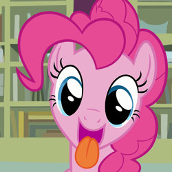 Size: 5792x5792 | Tagged: safe, artist:duhdoores, imported from derpibooru, pinkie pie, earth pony, female, licking, offscreen character, pinkie being pinkie, pov, silly, solo, tongue fetish, tongue out