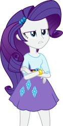 Size: 3000x5977 | Tagged: safe, artist:cloudy glow, imported from derpibooru, rarity, human, equestria girls, clothes, crossed arms, cutie mark, cutie mark on clothes, dress, female, rarity is not amused, simple background, skirt, solo, transparent background, unamused