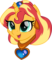 Size: 1384x1600 | Tagged: safe, artist:cloudy glow, imported from derpibooru, sunset shimmer, unicorn, disney, disney princess, female, head, jewelry, princess jasmine, simple background, smiling, solo, transparent background