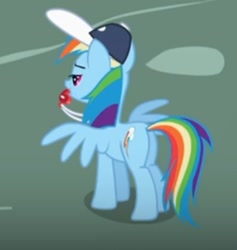 Size: 351x371 | Tagged: safe, imported from derpibooru, screencap, rainbow dash, pegasus, pony, may the best pet win, season 2, blowing whistle, butt, coach rainbow dash, g4, lidded eyes, plot, puffy cheeks, rainblow dash, rainbow dashs coaching whistle, rainbutt dash, solo, spread wings, that pony sure does love whistles, whistle, whistle necklace, wings