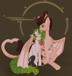 Size: 4248x4482 | Tagged: safe, artist:cherebushek, imported from derpibooru, oc, oc only, dracony, dragon, hybrid, pony, absurd file size, chest fluff, female, horns, male, mare, oc x oc, shipping, stallion, straight