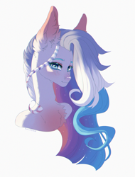 Size: 2652x3487 | Tagged: safe, artist:cherebushek, imported from derpibooru, oc, oc only, pony, bust, chest fluff, ear fluff, female, mare, simple background, solo, white background