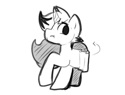 Size: 1135x865 | Tagged: safe, artist:zutcha, imported from derpibooru, oc, oc only, pony, unicorn, black and white, grayscale, monochrome, simple background, solo, white background