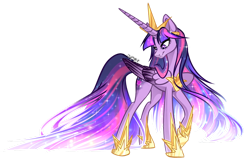 Size: 1122x712 | Tagged: safe, artist:copshop, imported from derpibooru, twilight sparkle, alicorn, pony, the last problem, crown, cutie mark, ethereal mane, ethereal tail, hoof shoes, jewelry, older, older twilight, older twilight sparkle (alicorn), peytral, princess twilight 2.0, regalia, simple background, solo, starry mane, starry tail, tail, transparent background, twilight sparkle (alicorn)