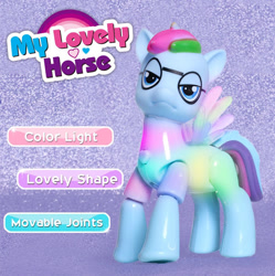 Size: 900x903 | Tagged: safe, imported from derpibooru, alicorn, pony, aliexpress, annoyed, bootleg, done with your shit, drugs, glasses, joint, lavender background, marijuana, my lovely horse, simple background, solo, text, toy