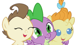 Size: 737x429 | Tagged: safe, edit, editor:undeadponysoldier, imported from ponybooru, vector edit, pound cake, pumpkin cake, spike, dragon, pegasus, pony, unicorn, baby, baby pony, cake twins, colt, cute, daaaaaaaaaaaw, female, filly, foal, fraternal twins, group hug, happy, hug, male, poundabetes, pumpkinbetes, siblings, spikabetes, twins, vector