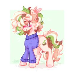 Size: 2250x2250 | Tagged: safe, artist:lionbun, imported from derpibooru, oc, oc:spring root, earth pony, blushing, clothes, cute, earth pony oc, female, mare, sweater