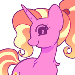 Size: 1000x1000 | Tagged: safe, artist:risswm, imported from derpibooru, luster dawn, pony, unicorn, bust, looking at you, simple background, smiling, solo, white background