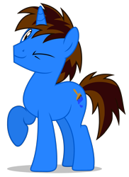 Size: 2861x3930 | Tagged: safe, artist:creedyboy124, imported from derpibooru, oc, oc only, oc:andrew, unicorn, looking at you, one eye closed, simple background, smiling, solo, transparent background, vector, wink, winking at you