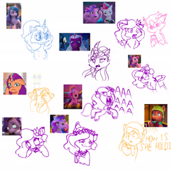 Size: 2048x2048 | Tagged: safe, artist:k1ttygam3r, imported from derpibooru, screencap, izzy moonbow, opaline arcana, pipp petals, sunny starscout, zipp storm, alicorn, earth pony, pegasus, unicorn, spoiler:g5, spoiler:my little pony: make your mark, spoiler:my little pony: make your mark chapter 4, spoiler:my little pony: make your mark chapter 5, spoiler:my little pony: tell your tale, spoiler:mymc04e01, spoiler:mymc04e04, spoiler:mymc05e06, spoiler:tyts01e21, spoiler:winter wishday, aaaaaaaaaa, adorapipp, bridlewoodstock (make your mark), cute, dexterous hooves, episode needed, faic, frown, g5, glasses, hoof hold, how do hooves work?, izzy moodbow, magnetic hooves, monochrome, my bananas, my little pony: make your mark, my little pony: make your mark chapter 1, my little pony: make your mark chapter 3, my little pony: make your mark chapter 4, my little pony: make your mark chapter 5, my little pony: tell your tale, nightmare on mane street, open mouth, pipp petals is best facemaker, redraw, sad, sadorable, sketch, sketch dump, smiling, sunny side up, sunnybetes, text, tired, tired eyes, winter wishday