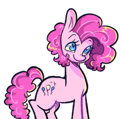 Size: 712x694 | Tagged: safe, artist:kreeeeeez, imported from derpibooru, pinkie pie, colored, cute, doodle, full body, g4, happy, heart, heart eyes, lineart, pink coat, pink mane, short mane, smiling, wingding eyes