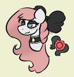 Size: 745x771 | Tagged: safe, artist:voraciouscutie, imported from derpibooru, oc, oc only, oc:ebony rosebud, pegasus, pony, bow, bust, choker, cutie mark, hair bow, original character do not steal, pegasus oc, portrait, wings