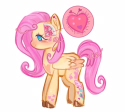 Size: 2048x1836 | Tagged: safe, artist:fluttr3, imported from derpibooru, fluttershy, pegasus, pony, heart, side view, simple background, smiling, solo, white background