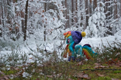 Size: 1280x850 | Tagged: safe, artist:mgrdash, imported from derpibooru, rainbow dash, pony, clothes, irl, photo, plushie, ponies in real life, snow, winter outfit