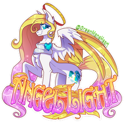 Size: 1920x1920 | Tagged: safe, artist:greenmaneheart, imported from derpibooru, oc, oc only, oc:angel light, pegasus, pony, halo, pegasus oc, solo, wings