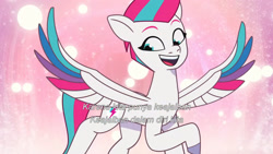 Size: 3072x1727 | Tagged: safe, imported from derpibooru, screencap, zipp storm, pegasus, pony, spoiler:g5, spoiler:my little pony: tell your tale, spoiler:tyts01e67, cutie mark, female, flying, g5, mare, my little pony: tell your tale, solo, spread wings, the rise and fall, wings